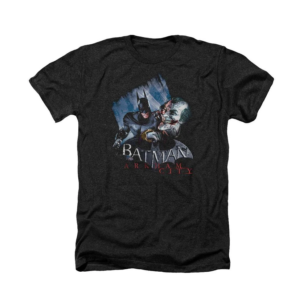 Batman Men's Arkham City Jokes On You! Adult Heather Tee / T-Shirt