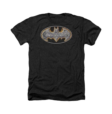 Batman Men's Steel Fire Shield Adult Heather Tee / T-Shirt