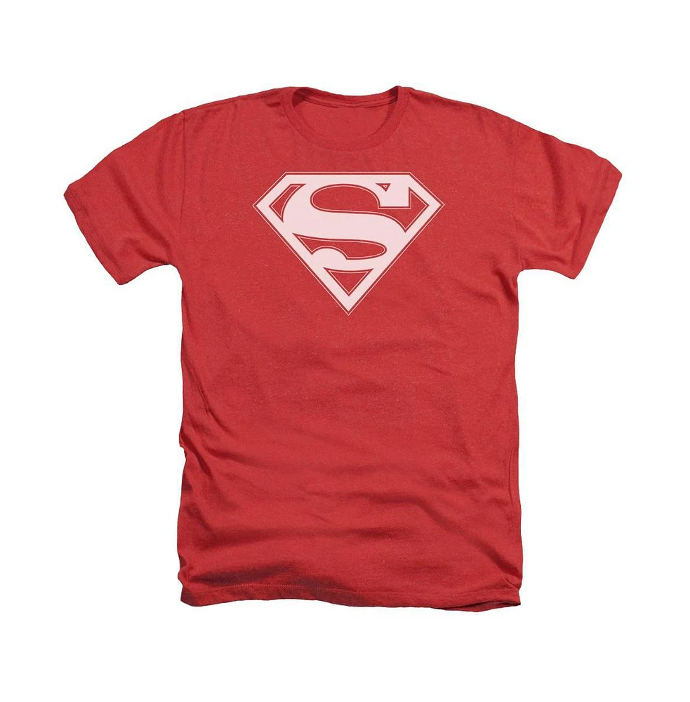 Superman Men's Red & White Shield Adult Heather Tee / T-Shirt