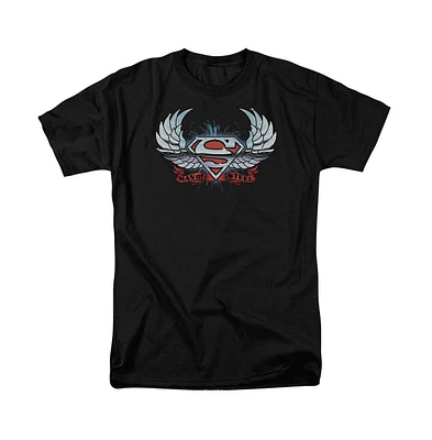 Superman Big & Tall Chrome Wings Shield Short Sleeve Adult Tee / T-Shirt