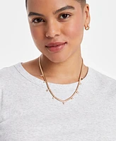 On 34th Gold-Tone Crystal Snake Chain Collar Necklace, 18" + 3" extender, Exclusively at Macy's