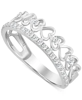 Diamond Heart Link Double Row Ring (1/5 ct. t.w.) in 10k White Gold