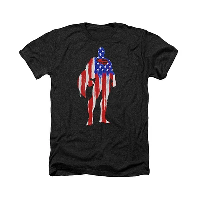 Superman Men's Flag Silhouette Adult Heather Tee / T-Shirt