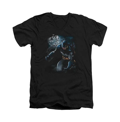 Batman Men's Light Of The Moon Short Sleeve Adult V Neck Tee / T-Shirt