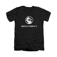 Mortal Kombat X Men's Dragon Logo Short Sleeve Adult V Neck Premium Cotton Tee / T-Shirt