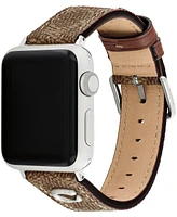 Coach Women's Tan Coach Signature Canvas Leather Strap Band for Apple Watch 38mm, 40mm, 41mm