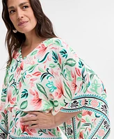 Jm Collection Women's Printed V-Neck Poncho, Exclusively at Macy's