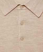 Mango Men's Slim-Fit Fine-Knit Wool Polo Sweater
