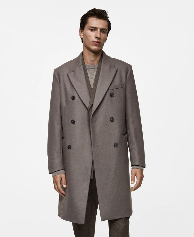 Mango Men's Italian Wool Double-Breasted Coat