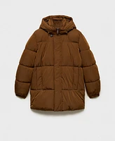 Mango Men's Water-Repellent Quilted Hooded Coat