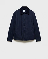 Mango Men's Slim-Fit Corduroy Collar Denim Jacket