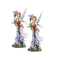 Fc Design "2-pc Set" 11"H Pink Lilly Fairy with Flowers Figurine Statue Ornament Home Room Office Decor and Perfect Ideas for Housewarming, Holidays a