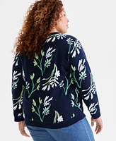 Style & Co Plus Printed Fleece Sweatshirt, Exclusively at Macy's