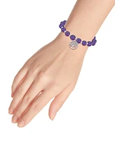 Macy's Silver-Plated Beaded Tree of Life Charm Stretch Bracelet