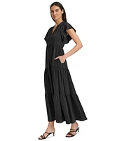 Calvin Klein Women's Split-Neck Tiered Maxi Dress