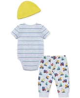 Little Me Baby Boys Construction Cotton Bodysuit, Hat & Pants, 3 Piece Set