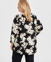 Jm Collection Plus Scoop-Neck 3/4-Sleeve Top