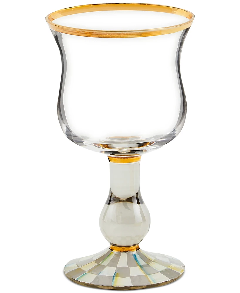 Mackenzie-Childs Sterling Check Wine Glass