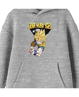 Dragon Ball Z Boys Goku Attack With Bursting Name Long Sleeve Athletic Heather Youth Hooded Sweatshirt -Large