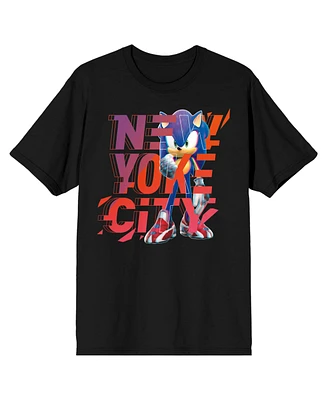 Sonic the Hedgehog Men's Prime New Yoke City Crew Neck Short Sleeve Black T-shirt-3XL