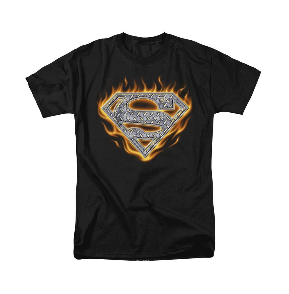 Superman Big & Tall Steel Fire Shield Short Sleeve Adult Tee / T-Shirt