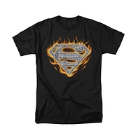 Superman Big & Tall Steel Fire Shield Short Sleeve Adult Tee / T-Shirt