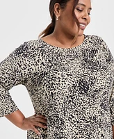 Jm Collection Plus Printed Scoop-Neck Tunic, Exclusively at Macy's