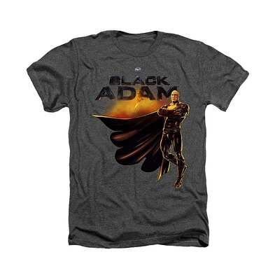 Black Adam Mens Logo With Character Adult Heather Tee / T-Shirt