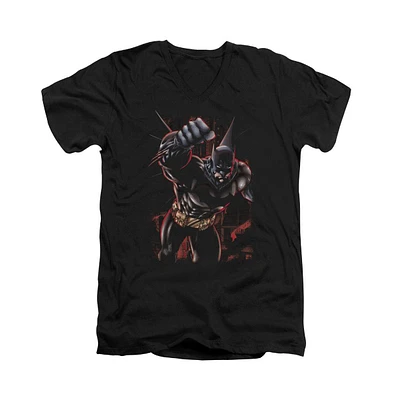 Batman Men's Crimson Knight Short Sleeve Adult V Neck Tee / T-Shirt