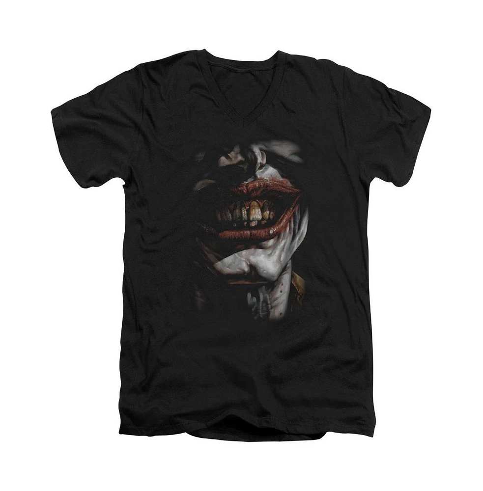 Batman Men's Smile Of Evil Short Sleeve Adult V Neck Tee / T-Shirt