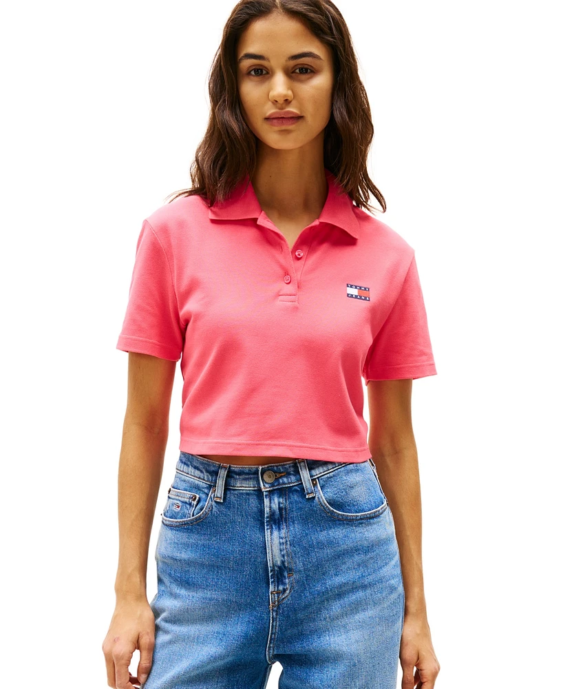 Tommy Jeans Women's Crop Badge Short-Sleeve Polo Top