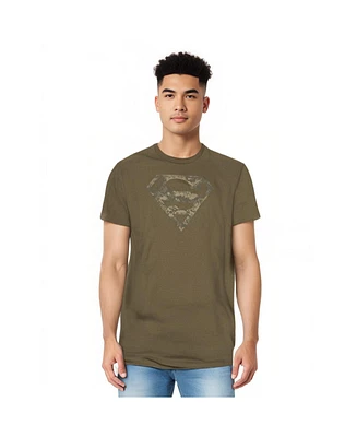 Superman Men's Army Camo Shield Short Sleeve Adult Tee / T-Shirt