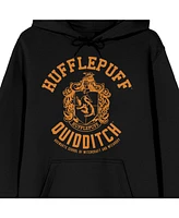 Harry Potter Hufflepuff Quidditch Crest Long Sleeve Black Adult Hooded Sweatshirt-xxl