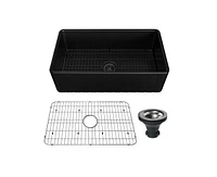 Casainc 33inch L x 18inch W Single Bowl Fireclay Farmhouse Kitchen Sink with Grid