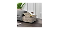 Wlive Farmhouse Coffee Table,Square Wood Coffee Table with Storage,Center Table for Living Room,Home Office,Grey Oak