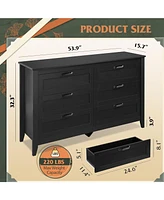 Wlive 6 Drawer Dresser Retro Chest of Drawers with Metal Handle Double Wood Dresser for Bedroom Living Room Large Storage Cabinet