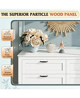 Wlive 6 Drawer Dresser Retro Chest of Drawers with Metal Handle Double Wood for Bedroom Living Room Large Storage Cabinet