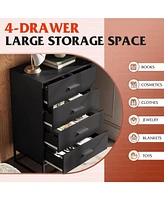 Wlive Dresser for Bedroom with 4 Drawers Nightstand Chest of Tall Sturdy Metal Frame Hallway Living Room Closet