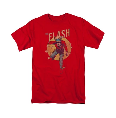 Flash Men's Dc Comics Circle & Stars Short Sleeve Adult Tee / T-Shirt