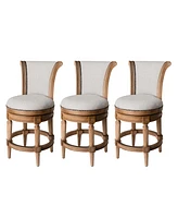 Maven Lane Pullman Counter Stool, Weathered Oak Finish & Sand Color, Set of 3