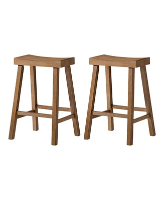 Maven Lane Vincent Wooden Rustic Aesthetic Kitchen Counter Stool, Set of 2