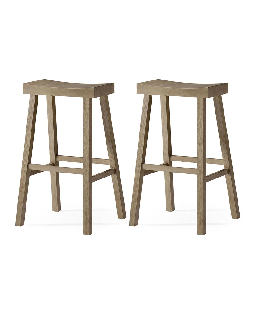 Maven Lane Vincent Wooden Rustic Kitchen Bar Stool, Antiqued Grey, Set of 2