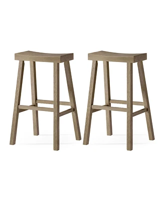 Maven Lane Vincent Wooden Rustic Kitchen Bar Stool, Antiqued Grey, Set of 2
