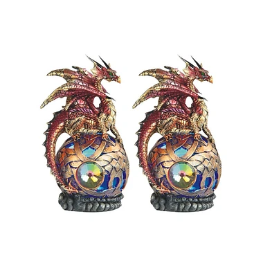 Fc Design "2-pc Set" 6"H Red Dragon On Light Up Led Orb Figurines Figurine Statue Ornament Home Room Office Decor and Perfect Ideas for Housewarming,