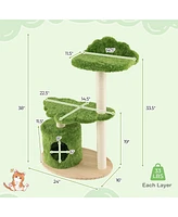 Gymax 38'' Cute Cat Tree Cat Condo Furniture w/ Fully Wrapped Sisal Scratching Posts