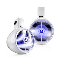 Pyle 8'' Marine Bluetooth Wakeboard Speaker System with Led Lights, 300W, White