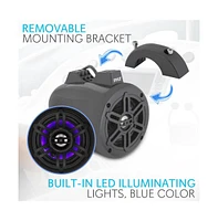 Pyle 4'' Waterproof Marine Tower Speakers with Led Lights, 300W, Black