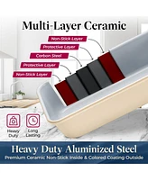 'Premium Non-Stick Ceramic 8"x15.5" Rectangle Pan - Aluminized Steel with Coating, Pfoa & Pfas Free
