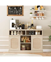 gaomon Rattan Buffet Storage Cabinet, 47" Sideboard Coffee Bar Cabinet