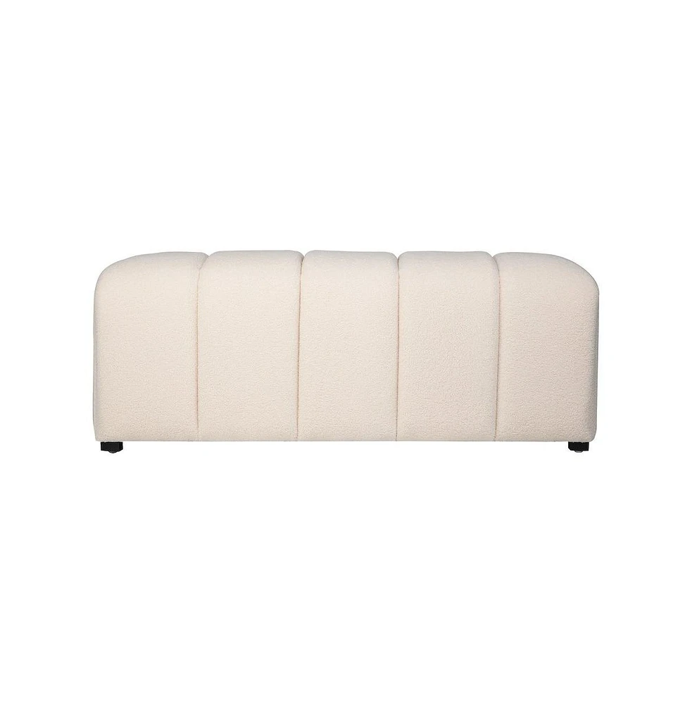 Jofran Tess Contemporary Modern Ivory Boucle Upholstered Plush Bench